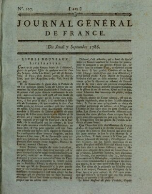 Affiches, annonces et avis divers ou Journal général de France (Affiches, annonces, et avis divers) Donnerstag 7. September 1786