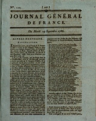 Affiches, annonces et avis divers ou Journal général de France (Affiches, annonces, et avis divers) Dienstag 19. September 1786