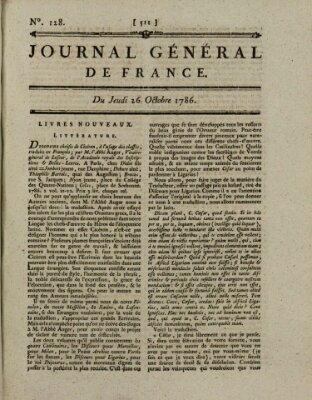 Affiches, annonces et avis divers ou Journal général de France (Affiches, annonces, et avis divers) Donnerstag 26. Oktober 1786