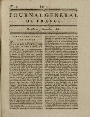 Affiches, annonces et avis divers ou Journal général de France (Affiches, annonces, et avis divers) Dienstag 7. November 1786