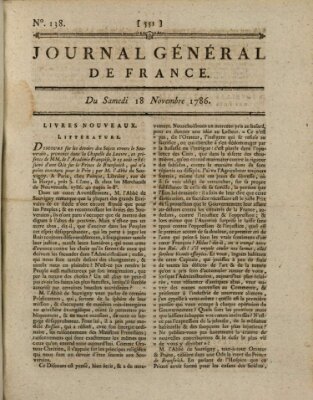 Affiches, annonces et avis divers ou Journal général de France (Affiches, annonces, et avis divers) Samstag 18. November 1786