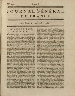 Affiches, annonces et avis divers ou Journal général de France (Affiches, annonces, et avis divers) Donnerstag 23. November 1786