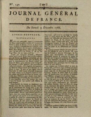 Affiches, annonces et avis divers ou Journal général de France (Affiches, annonces, et avis divers) Samstag 9. Dezember 1786