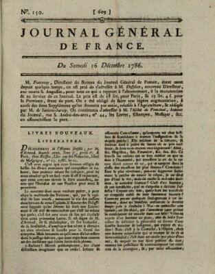 Affiches, annonces et avis divers ou Journal général de France (Affiches, annonces, et avis divers) Samstag 16. Dezember 1786