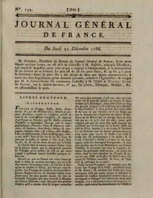 Affiches, annonces et avis divers ou Journal général de France (Affiches, annonces, et avis divers) Donnerstag 21. Dezember 1786