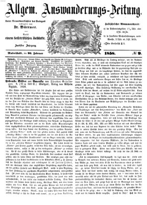 Allgemeine Auswanderungs-Zeitung Freitag 26. Februar 1858