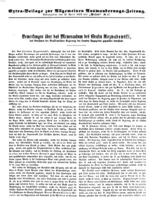 Allgemeine Auswanderungs-Zeitung Dienstag 27. April 1858