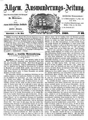 Allgemeine Auswanderungs-Zeitung Freitag 28. Mai 1858