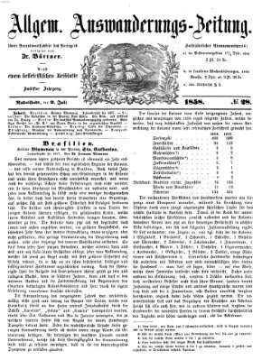 Allgemeine Auswanderungs-Zeitung Freitag 9. Juli 1858