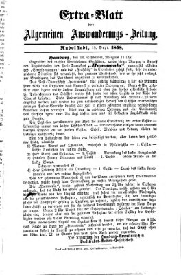 Allgemeine Auswanderungs-Zeitung Samstag 18. September 1858