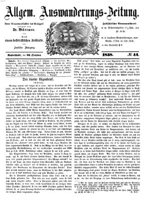 Allgemeine Auswanderungs-Zeitung Freitag 29. Oktober 1858