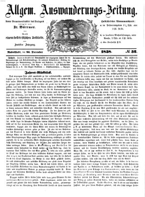 Allgemeine Auswanderungs-Zeitung Freitag 24. Dezember 1858