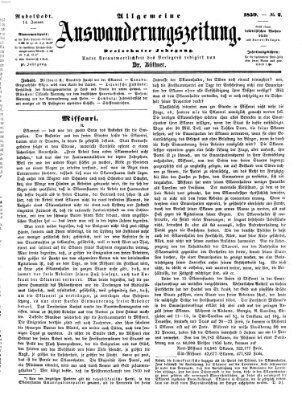 Allgemeine Auswanderungs-Zeitung Freitag 14. Januar 1859