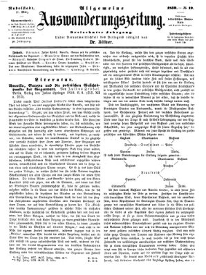 Allgemeine Auswanderungs-Zeitung Freitag 11. März 1859