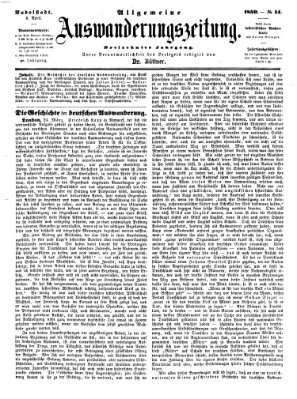 Allgemeine Auswanderungs-Zeitung Freitag 8. April 1859