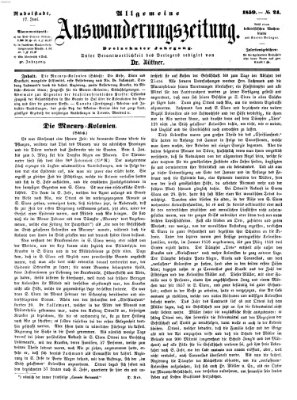 Allgemeine Auswanderungs-Zeitung Dienstag 7. Juni 1859