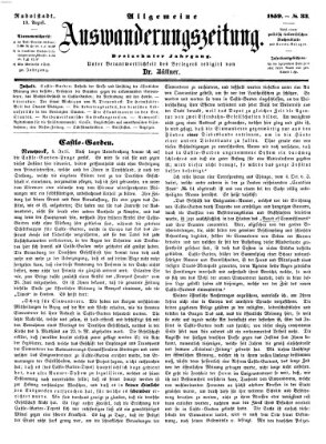 Allgemeine Auswanderungs-Zeitung Freitag 19. August 1859