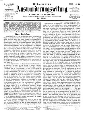 Allgemeine Auswanderungs-Zeitung Freitag 26. August 1859