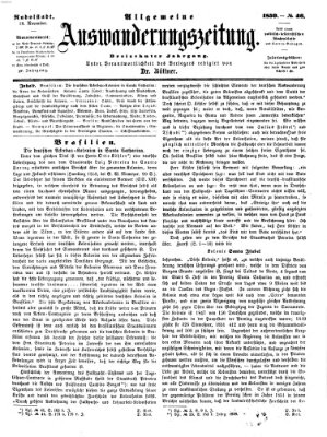 Allgemeine Auswanderungs-Zeitung Freitag 18. November 1859