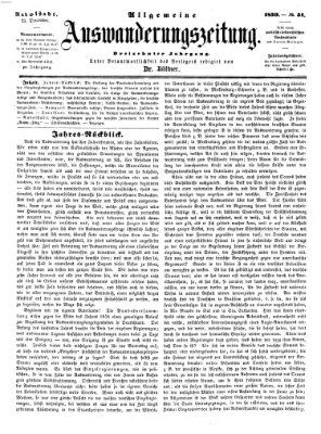 Allgemeine Auswanderungs-Zeitung Freitag 23. Dezember 1859