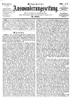 Allgemeine Auswanderungs-Zeitung Freitag 13. Januar 1860