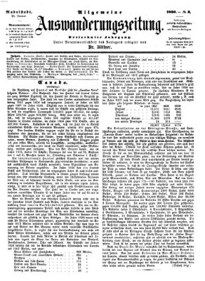 Allgemeine Auswanderungs-Zeitung Freitag 20. Januar 1860