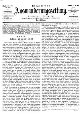 Allgemeine Auswanderungs-Zeitung Freitag 16. März 1860