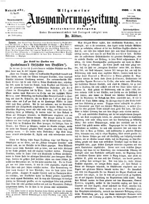 Allgemeine Auswanderungs-Zeitung Freitag 13. April 1860