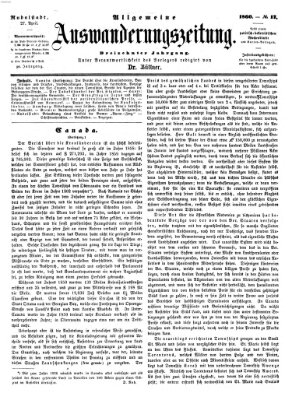 Allgemeine Auswanderungs-Zeitung Freitag 27. April 1860