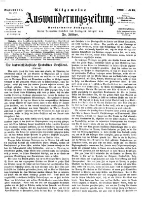 Allgemeine Auswanderungs-Zeitung Freitag 13. Juli 1860