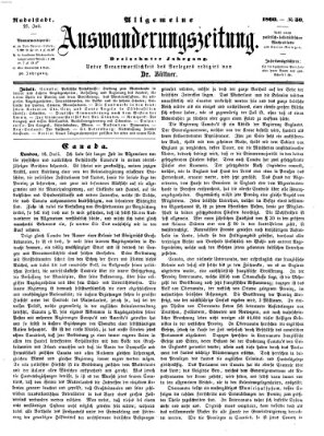 Allgemeine Auswanderungs-Zeitung Freitag 27. Juli 1860