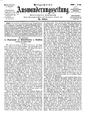 Allgemeine Auswanderungs-Zeitung Freitag 14. September 1860