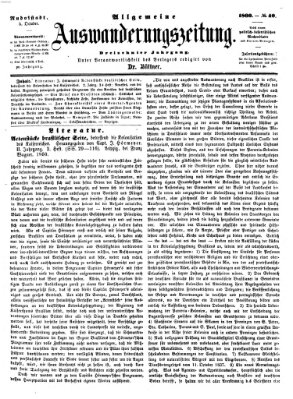 Allgemeine Auswanderungs-Zeitung Freitag 5. Oktober 1860