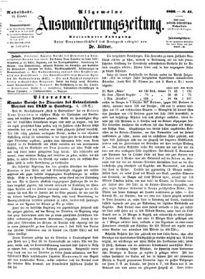 Allgemeine Auswanderungs-Zeitung Freitag 12. Oktober 1860