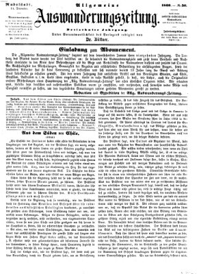 Allgemeine Auswanderungs-Zeitung Freitag 14. Dezember 1860