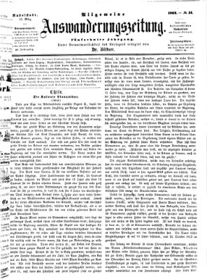 Allgemeine Auswanderungs-Zeitung Freitag 15. März 1861