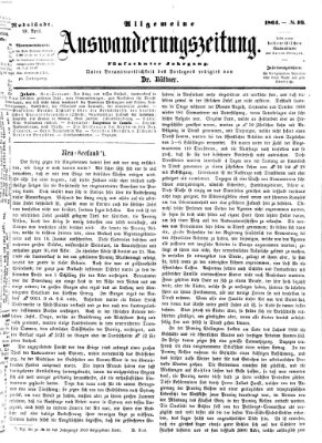 Allgemeine Auswanderungs-Zeitung Freitag 19. April 1861