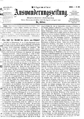 Allgemeine Auswanderungs-Zeitung Freitag 26. April 1861