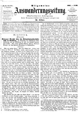 Allgemeine Auswanderungs-Zeitung Freitag 6. September 1861