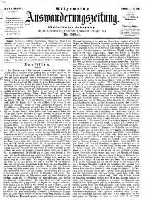 Allgemeine Auswanderungs-Zeitung Freitag 18. Oktober 1861