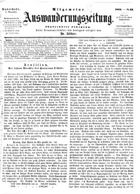 Allgemeine Auswanderungs-Zeitung Freitag 8. November 1861