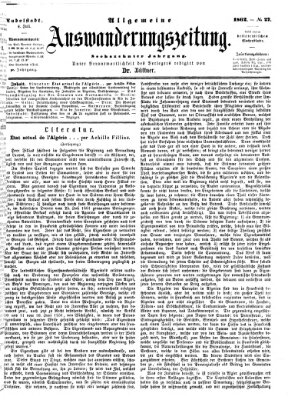 Allgemeine Auswanderungs-Zeitung Freitag 4. Juli 1862