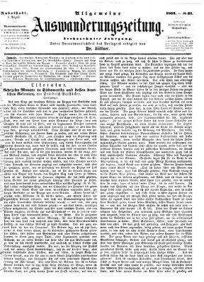 Allgemeine Auswanderungs-Zeitung Freitag 1. August 1862