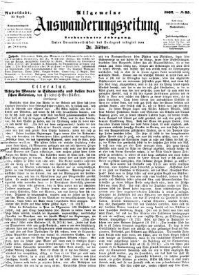 Allgemeine Auswanderungs-Zeitung Freitag 29. August 1862