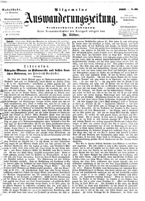 Allgemeine Auswanderungs-Zeitung Freitag 14. November 1862