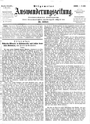 Allgemeine Auswanderungs-Zeitung Freitag 5. Dezember 1862