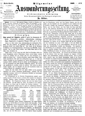 Allgemeine Auswanderungs-Zeitung Freitag 9. Januar 1863