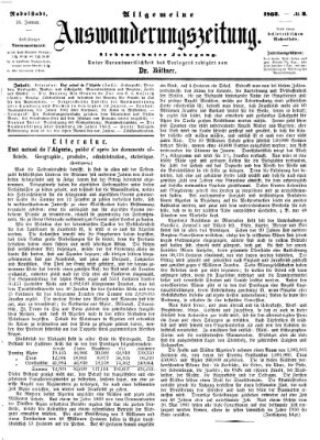 Allgemeine Auswanderungs-Zeitung Freitag 16. Januar 1863