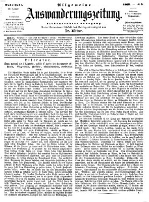 Allgemeine Auswanderungs-Zeitung Freitag 30. Januar 1863