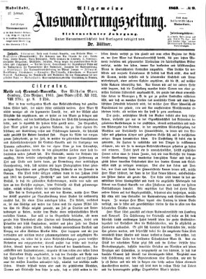 Allgemeine Auswanderungs-Zeitung Freitag 27. Februar 1863